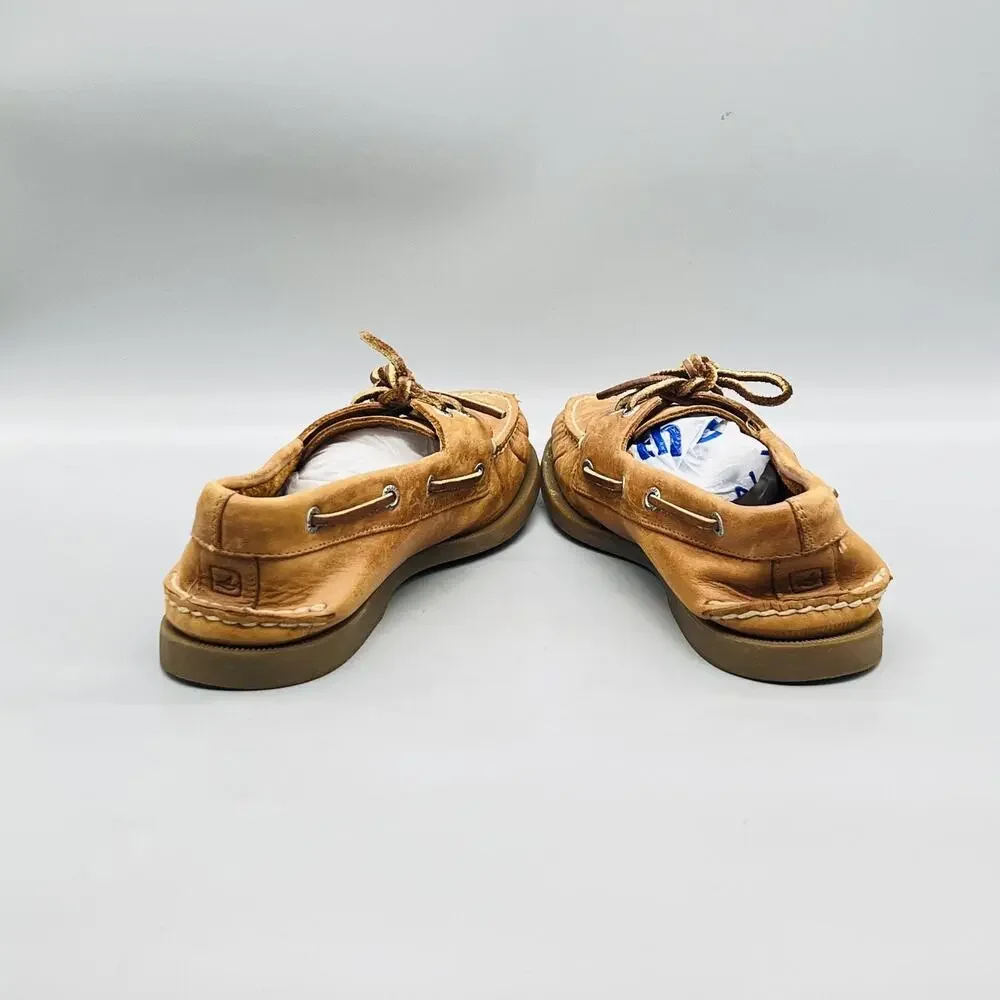 Sperry Shoes Mens 9 Brown Leather Top Sider Boat Deck Moc Toe Casual Comfort
